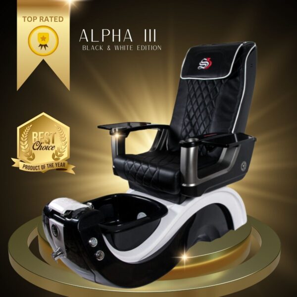 Alpha III – Black & White Edition Pedicure Chairs - Image 3